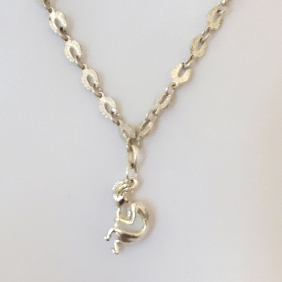 925 Silver Anchor Chain Necklace Kokopelli Charm Southwest Native American - Picture 1 of 7